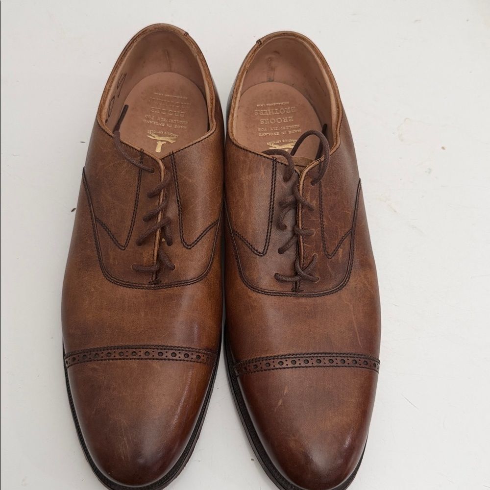 ALDEN for BROOKS BROTHERS 1818 Cap Toe Oxford Sz  9 DWalnut Leather Shoe